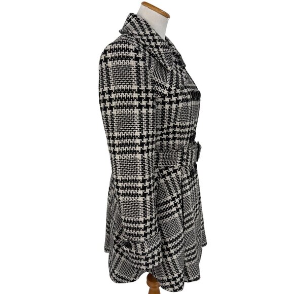 Vintage 90s Y2K Victorias Secret Black White Houndstooth Double Breasted Peacoat - Picture 8 of 16